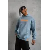 Erkek Armalı Baskılı Kapüşonlu Sweatshirt - Mavi - 92990 Erkek Armalı Baskılı Kapüşonlu Sweatshirt - Mavi - 92990