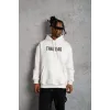 Erkek Kanguru Cep Baskılı Kapüşonlu Sweatshirt - Beyaz - 92995 Erkek Kanguru Cep Baskılı Kapüşonlu Sweatshirt - Beyaz - 92995