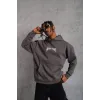 Erkek Kordon İpli Baskılı Kapüşonlu Sweatshirt - Füme - 93000 Erkek Kordon İpli Baskılı Kapüşonlu Sweatshirt - Füme - 93000