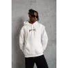 Erkek Kordon İpli Baskılı Kapüşonlu Sweatshirt - Beyaz - 93002 Erkek Kordon İpli Baskılı Kapüşonlu Sweatshirt - Beyaz - 93002
