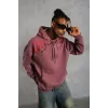 Erkek Ön Ve Arka Baskılı Kapüşonlu 3 İplik Sweatshirt - Gül Kurusu - 93003 Erkek Ön Ve Arka Baskılı Kapüşonlu 3 İplik Sweatshirt - Gül Kurusu - 93003