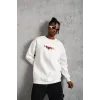 Erkek 3 İplik Gangster Baskılı Sweatshirt - Beyaz - 93008 Erkek 3 İplik Gangster Baskılı Sweatshirt - Beyaz - 93008