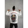 Erkek 3 İplik Gangster Baskılı Sweatshirt - Beyaz - 93008 Erkek 3 İplik Gangster Baskılı Sweatshirt - Beyaz - 93008