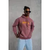 Erkek Baskılı Sweat Kapüşonlu - Gül Kurusu - 93021 Erkek Baskılı Sweat Kapüşonlu - Gül Kurusu - 93021