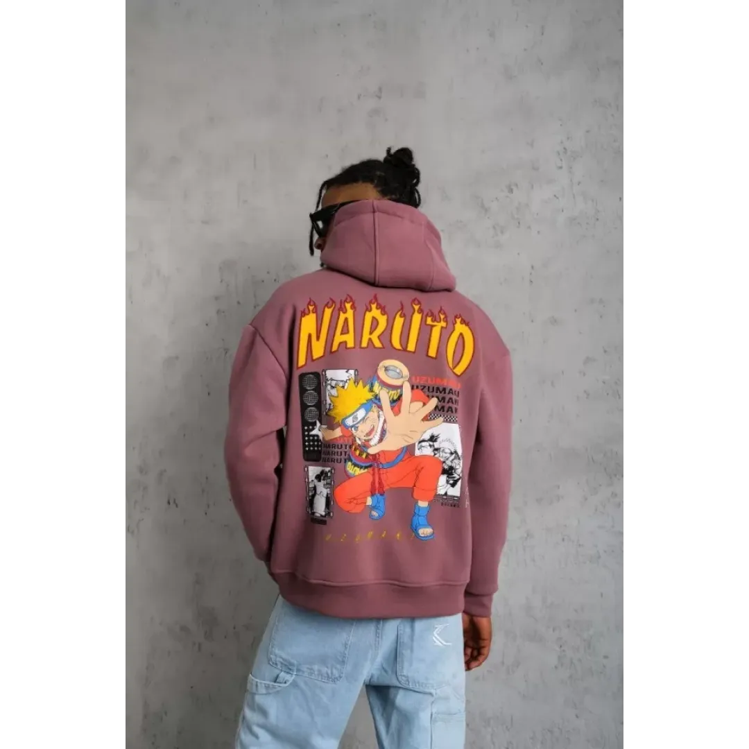 Erkek Baskılı Sweat Kapüşonlu - Gül Kurusu - 93021 Erkek Baskılı Sweat Kapüşonlu - Gül Kurusu - 93021