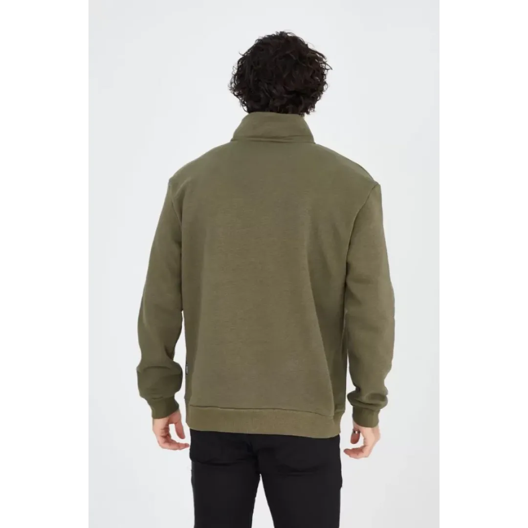 Erkek Yarım Fermuarlı Baskılı Sweat - Yeşil - 93125 Erkek Yarım Fermuarlı Baskılı Sweat - Yeşil - 93125