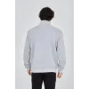 Erkek Yarım Fermuarlı Baskılı Sweat - Gri - 93126 Erkek Yarım Fermuarlı Baskılı Sweat - Gri - 93126
