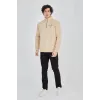 Erkek Yarım Fermuarlı Baskılı Sweat - Bej - 93128 Erkek Yarım Fermuarlı Baskılı Sweat - Bej - 93128