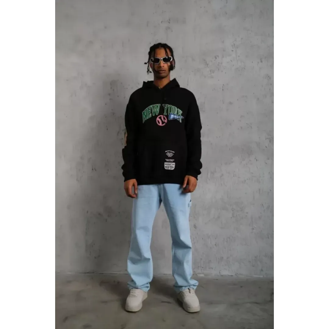 Erkek Baskılı Kapüşonlu Sweatshirt - Siyah - 93134 Erkek Baskılı Kapüşonlu Sweatshirt - Siyah - 93134
