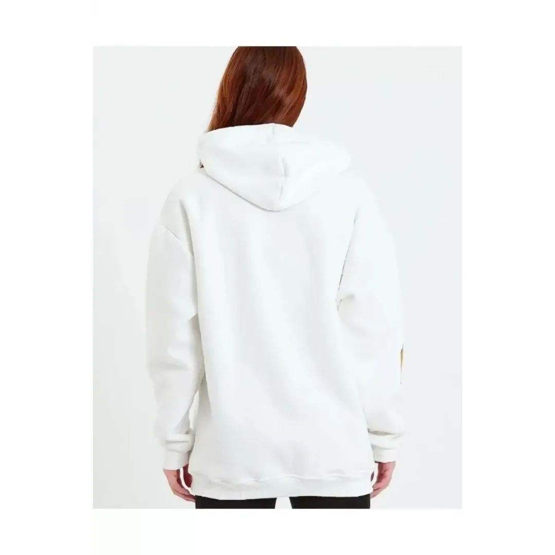 Baskılı Kapüşonlu Sweatshirt - Beyaz - 93135 Baskılı Kapüşonlu Sweatshirt - Beyaz - 93135