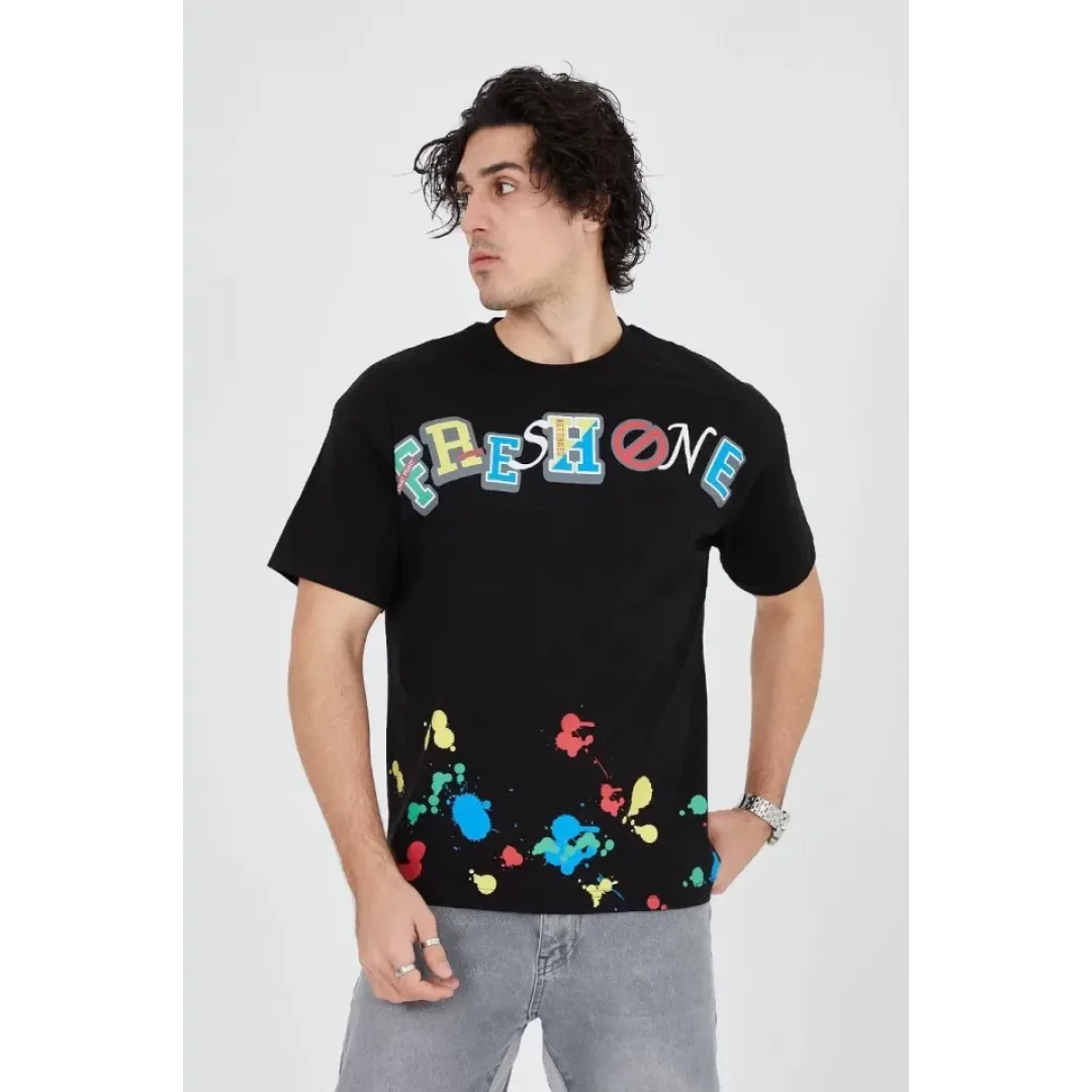 Erkek Baskılı Penye T-Shirt - Siyah - 93158 Erkek Baskılı Penye T-Shirt - Siyah - 93158