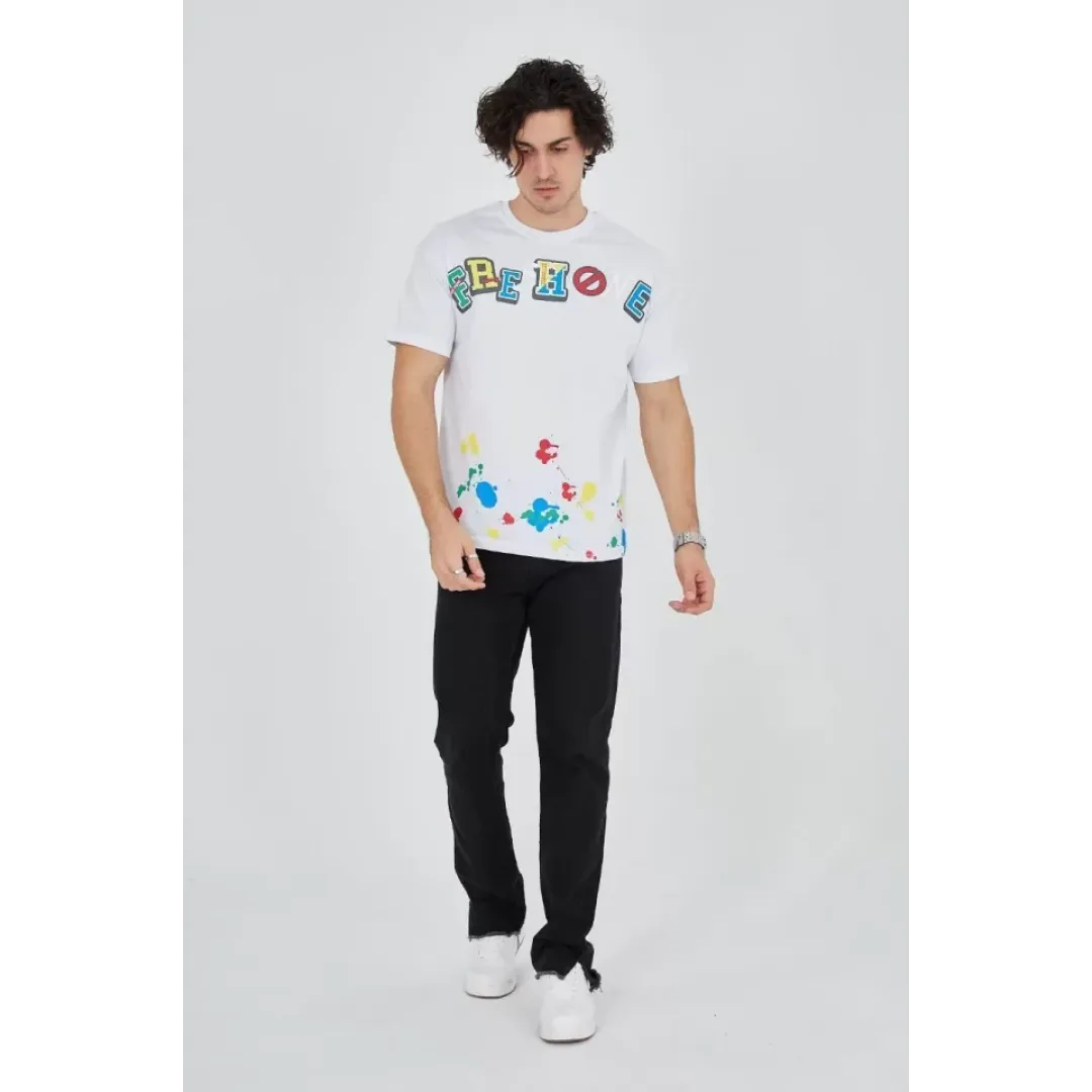 Erkek Baskılı Penye T-Shirt - Beyaz - 93159 Erkek Baskılı Penye T-Shirt - Beyaz - 93159