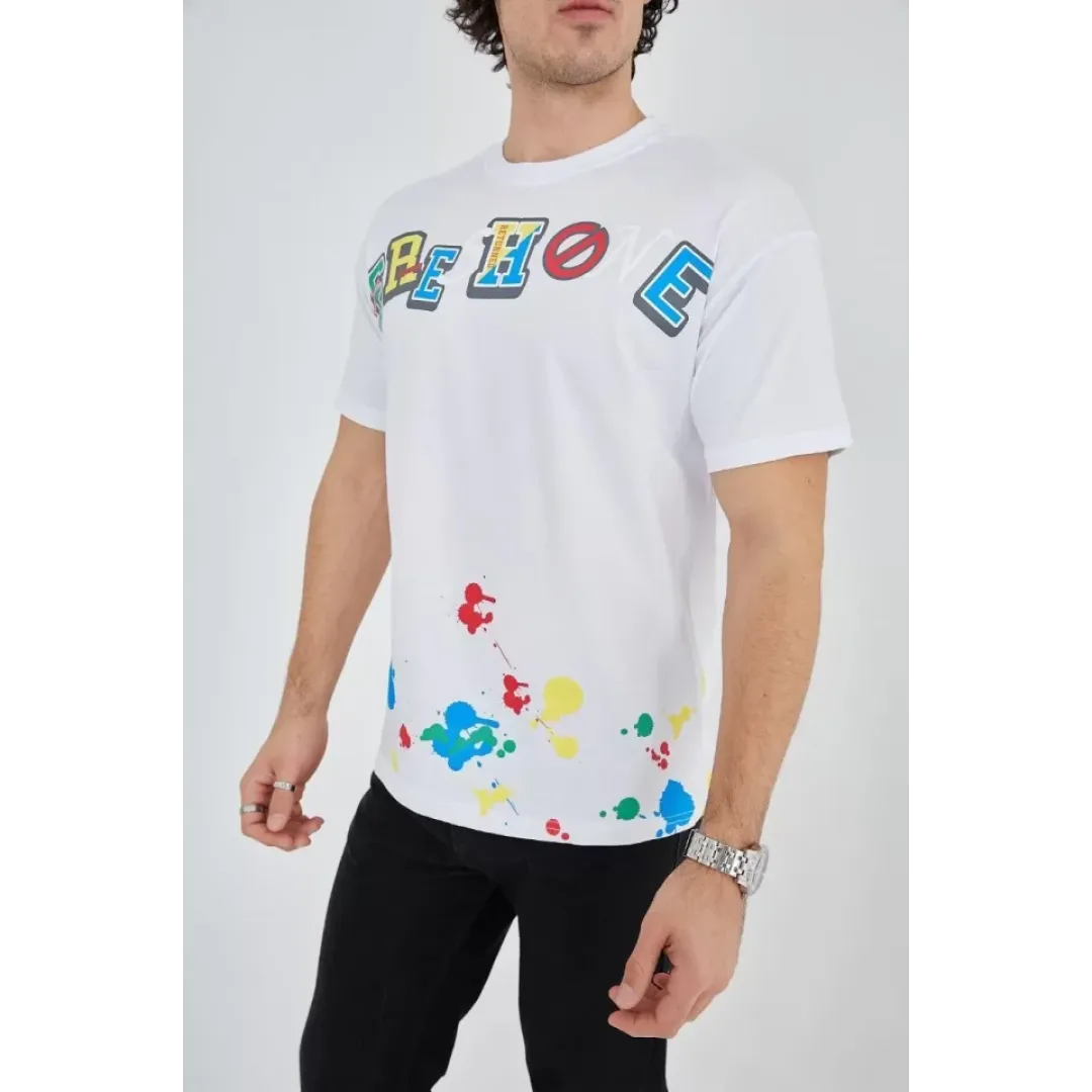 Erkek Baskılı Penye T-Shirt - Beyaz - 93159 Erkek Baskılı Penye T-Shirt - Beyaz - 93159