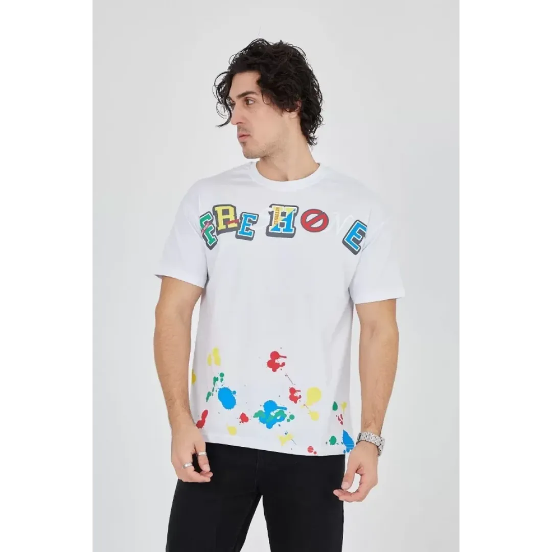 Erkek Baskılı Penye T-Shirt - Beyaz - 93159 Erkek Baskılı Penye T-Shirt - Beyaz - 93159