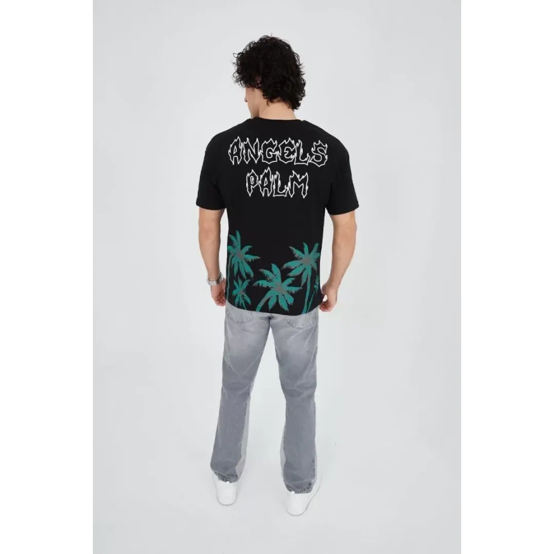 Erkek Baskılı Bisiklet Yaka T-Shirt - Siyah - 93162 Erkek Baskılı Bisiklet Yaka T-Shirt - Siyah - 93162