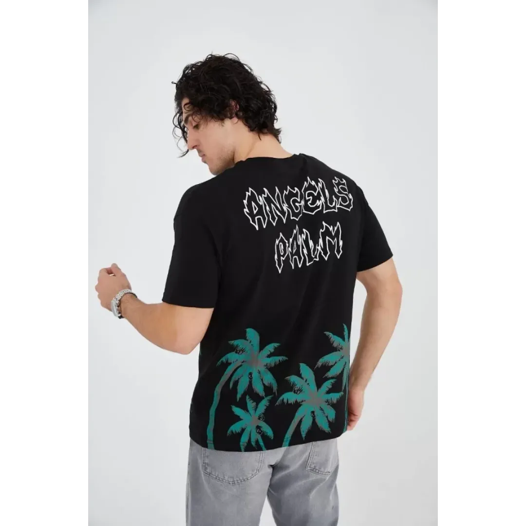 Erkek Baskılı Bisiklet Yaka T-Shirt - Siyah - 93162 Erkek Baskılı Bisiklet Yaka T-Shirt - Siyah - 93162