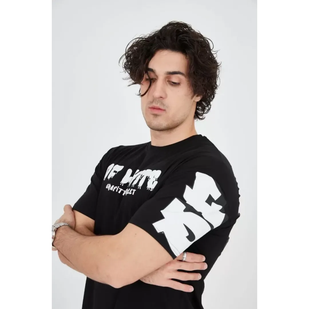 Erkek 24/1 Penye Baskılı T-Shirt - Siyah - 93168 Erkek 24/1 Penye Baskılı T-Shirt - Siyah - 93168