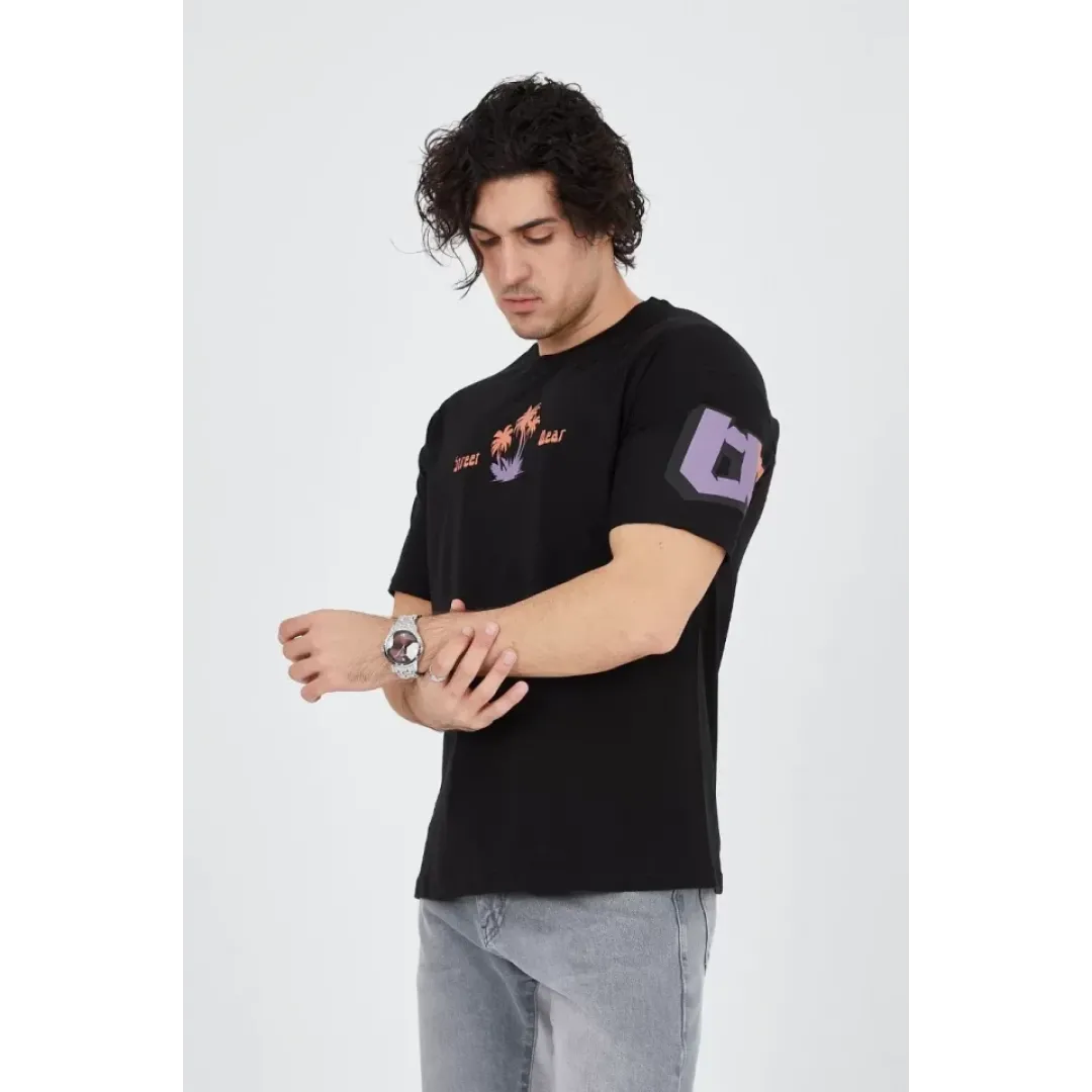 Erkek Ön Ve Arka Baskılı T-Shirt - Siyah - 93172 Erkek Ön Ve Arka Baskılı T-Shirt - Siyah - 93172