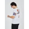 Erkek Ön Ve Arka Baskılı T-Shirt - Beyaz - 93173 Erkek Ön Ve Arka Baskılı T-Shirt - Beyaz - 93173