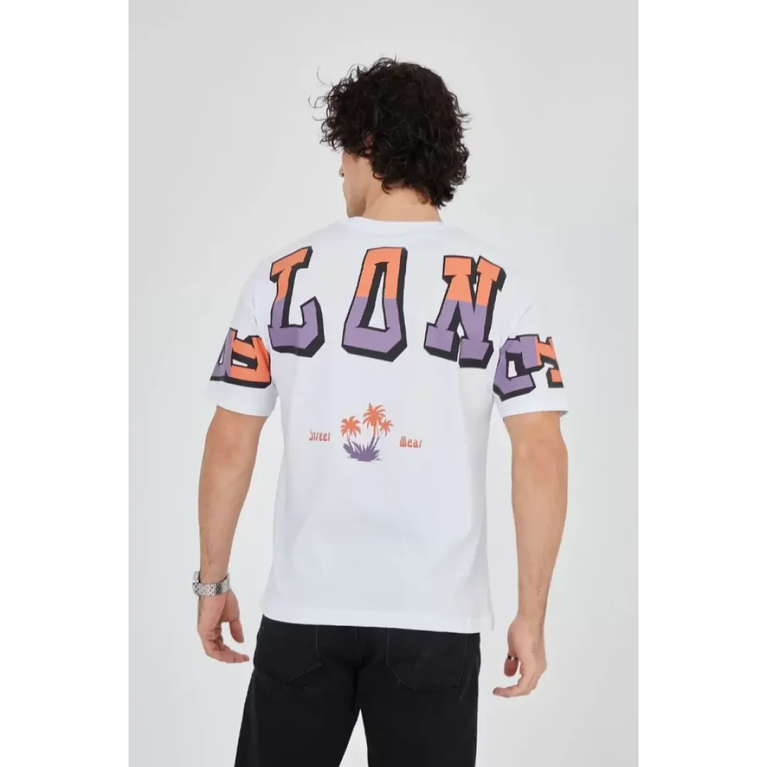 Erkek Ön Ve Arka Baskılı T-Shirt - Beyaz - 93173 Erkek Ön Ve Arka Baskılı T-Shirt - Beyaz - 93173