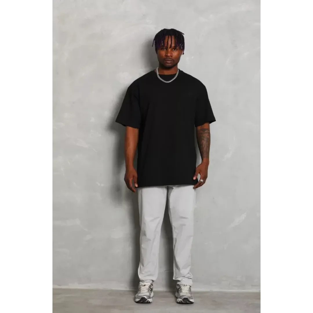 Unisex Oversize Düz Bisiklet Yaka T-Shirt - Siyah - 93183 Unisex Oversize Düz Bisiklet Yaka T-Shirt - Siyah - 93183