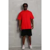 Unisex Oversize Düz Bisiklet Yaka T-Shirt - Kırmızı - 93184 Unisex Oversize Düz Bisiklet Yaka T-Shirt - Kırmızı - 93184