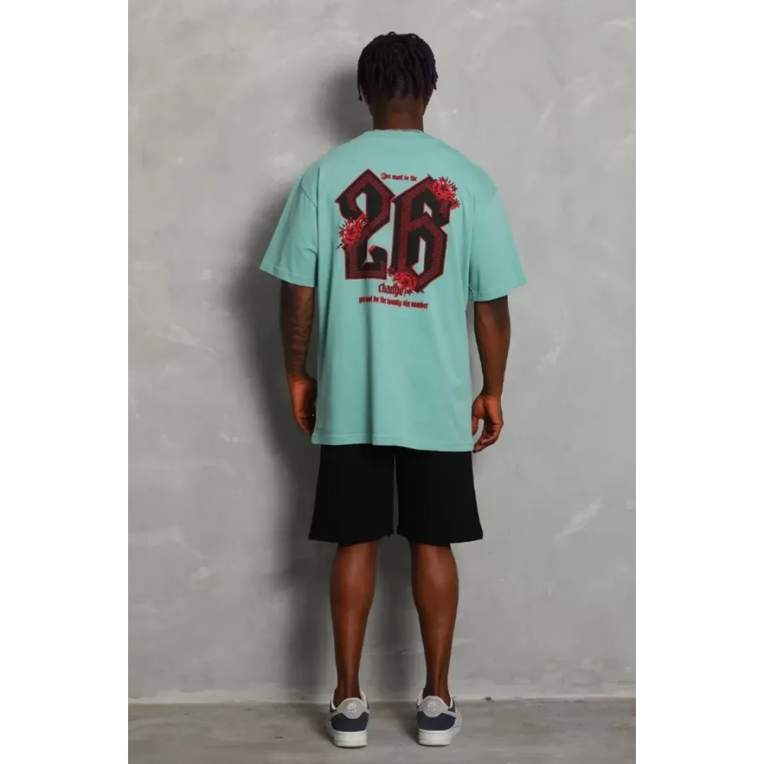Unisex Oversize Baskılı Bisiklet Yaka T-Shirt - Mint Yeşili - 93187 Unisex Oversize Baskılı Bisiklet Yaka T-Shirt - Mint Yeşili - 93187