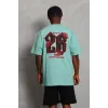 Unisex Oversize Baskılı Bisiklet Yaka T-Shirt - Mint Yeşili - 93187 Unisex Oversize Baskılı Bisiklet Yaka T-Shirt - Mint Yeşili - 93187