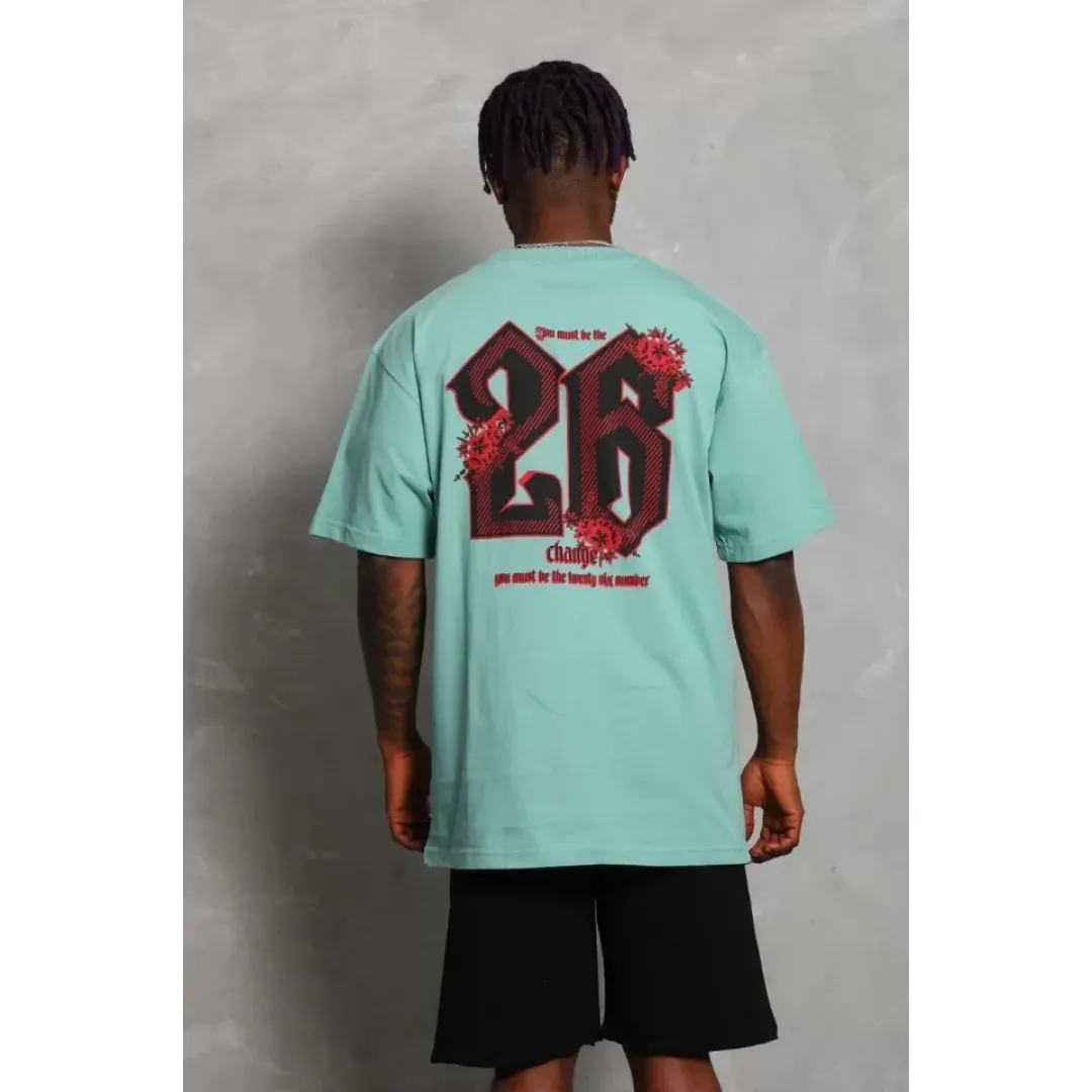 Unisex Oversize Baskılı Bisiklet Yaka T-Shirt - Mint Yeşili - 93187 Unisex Oversize Baskılı Bisiklet Yaka T-Shirt - Mint Yeşili - 93187