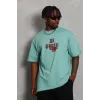 Unisex Oversize Baskılı Bisiklet Yaka T-Shirt - Mint Yeşili - 93187 Unisex Oversize Baskılı Bisiklet Yaka T-Shirt - Mint Yeşili - 93187