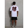Unisex Oversize Baskılı Bisiklet Yaka T-Shirt - Beyaz - 93188