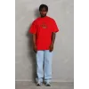 Unisex Oversize Baskılı Bisiklet Yaka T-Shirt - Kırmızı - 93189 Unisex Oversize Baskılı Bisiklet Yaka T-Shirt - Kırmızı - 93189