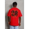 Unisex Oversize Baskılı Bisiklet Yaka T-Shirt - Kırmızı - 93189 Unisex Oversize Baskılı Bisiklet Yaka T-Shirt - Kırmızı - 93189