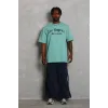 Unisex Oversize Baskılı Bisiklet Yaka T-Shirt - Mint Yeşili - 93195 Unisex Oversize Baskılı Bisiklet Yaka T-Shirt - Mint Yeşili - 93195