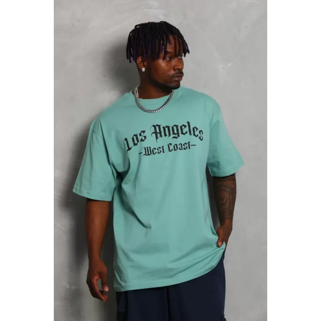 Unisex Oversize Baskılı Bisiklet Yaka T-Shirt - Mint Yeşili - 93195 Unisex Oversize Baskılı Bisiklet Yaka T-Shirt - Mint Yeşili - 93195