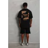 Unisex Oversize Baskılı Bisiklet Yaka T-Shirt - Siyah - 93198 Unisex Oversize Baskılı Bisiklet Yaka T-Shirt - Siyah - 93198