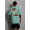 Unisex Oversize Baskılı Bisiklet Yaka T-Shirt - Mint Yeşili - 93200 Unisex Oversize Baskılı Bisiklet Yaka T-Shirt - Mint Yeşili - 93200