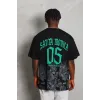 Unisex Oversize Baskılı Bisiklet Yaka T-Shirt - Siyah - 93201 Unisex Oversize Baskılı Bisiklet Yaka T-Shirt - Siyah - 93201