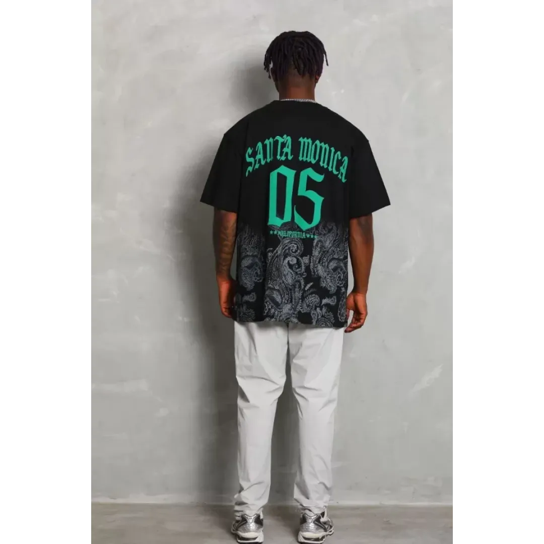 Unisex Oversize Baskılı Bisiklet Yaka T-Shirt - Siyah - 93201 Unisex Oversize Baskılı Bisiklet Yaka T-Shirt - Siyah - 93201