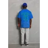 Unisex Oversize Baskılı Bisiklet Yaka T-Shirt - Mavi - 93212 Unisex Oversize Baskılı Bisiklet Yaka T-Shirt - Mavi - 93212