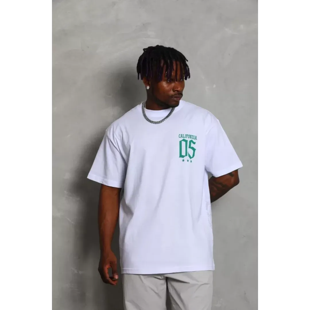 Unisex Oversize Baskılı Bisiklet Yaka T-Shirt - Beyaz - 93213 Unisex Oversize Baskılı Bisiklet Yaka T-Shirt - Beyaz - 93213