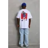 Unisex Oversize Baskılı Bisiklet Yaka T-Shirt - Beyaz - 93217 Unisex Oversize Baskılı Bisiklet Yaka T-Shirt - Beyaz - 93217