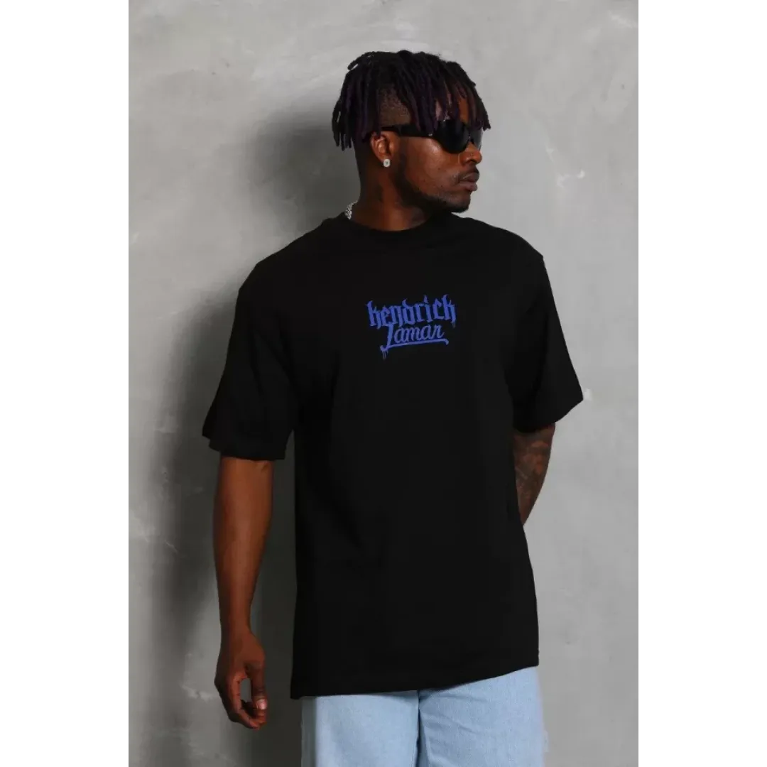 Unisex Oversize Baskılı Bisiklet Yaka T-Shirt - Siyah - 93218 Unisex Oversize Baskılı Bisiklet Yaka T-Shirt - Siyah - 93218