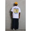 Unisex Oversize Baskılı Bisiklet Yaka T-Shirt - Beyaz - 93223 Unisex Oversize Baskılı Bisiklet Yaka T-Shirt - Beyaz - 93223