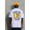 Unisex Oversize Baskılı Bisiklet Yaka T-Shirt - Beyaz - 93223 Unisex Oversize Baskılı Bisiklet Yaka T-Shirt - Beyaz - 93223