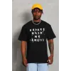 Unisex Oversize Baskılı Bisiklet Yaka T-Shirt - Siyah - 93231 Unisex Oversize Baskılı Bisiklet Yaka T-Shirt - Siyah - 93231