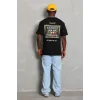 Unisex Oversize Baskılı Bisiklet Yaka T-Shirt - Siyah - 93231 Unisex Oversize Baskılı Bisiklet Yaka T-Shirt - Siyah - 93231