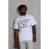 Unisex Oversize Baskılı Bisiklet Yaka T-Shirt - Beyaz - 93232 Unisex Oversize Baskılı Bisiklet Yaka T-Shirt - Beyaz - 93232