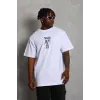 Unisex Oversize Baskılı Bisiklet Yaka T-Shirt - Beyaz - 93234 Unisex Oversize Baskılı Bisiklet Yaka T-Shirt - Beyaz - 93234