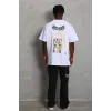 Unisex Oversize Baskılı Bisiklet Yaka T-Shirt - Beyaz - 93234 Unisex Oversize Baskılı Bisiklet Yaka T-Shirt - Beyaz - 93234